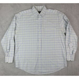 Mens Canali Long Sleeve‎ Button Front Dress Shirt Size 17.5 Blue White Window